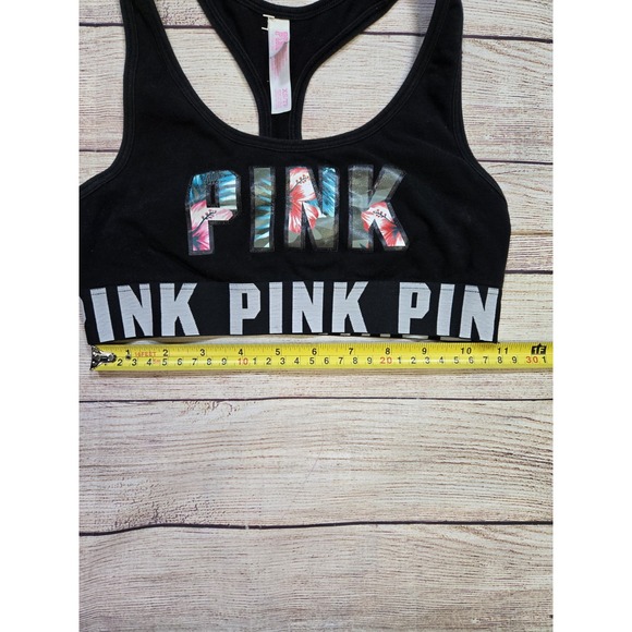 Women's PINK Victoria's Secret Crop/Haut Court Sports Bra Size XS/TP Black - Picture 7 of 9